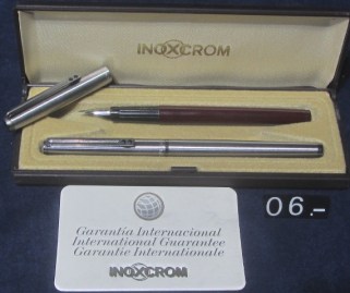 06 JUEGO INOXCROM BOLIGRAFO Y PLUMA Granate